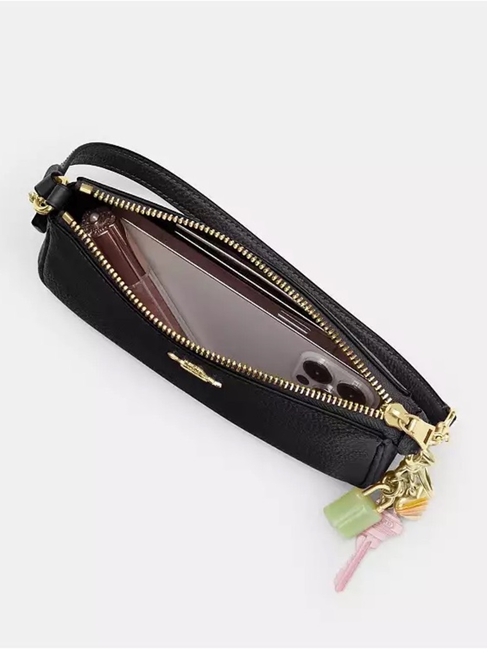 Coach Black Leather Shoulder Bag with Gold Hardware - Picture 3 of 6